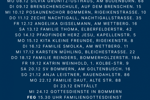 Der Advent in Bommern wird schön