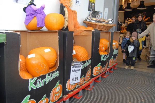 Kürbis-Schnitzen bei Edeka Grütter am 26. Oktober