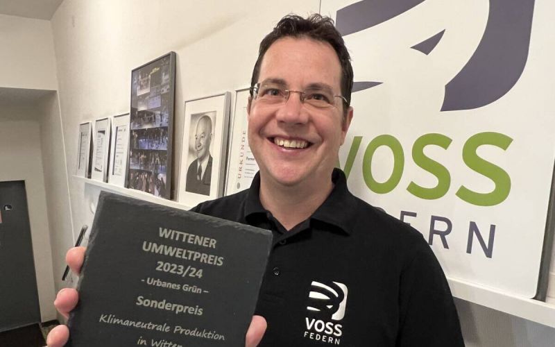 Federn Voss gewinnt Umweltpreis -Unternehmen senkt Gasverbrauch um 88 Prozent