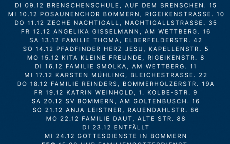 Der Advent in Bommern wird schön